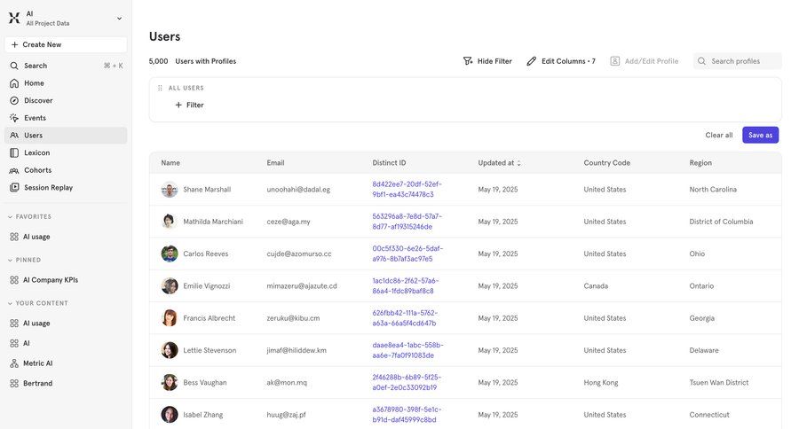 Mixpanel
				profile ui page example