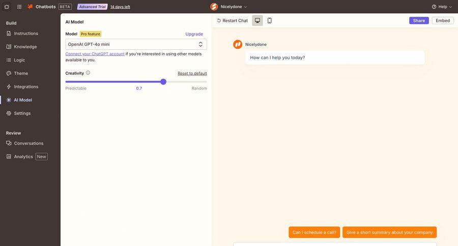 Zapier
			 sidebar sidebar navigation configuration review chat interface content hierarchy configuration screen artificial intelligence ai model selection ui page example