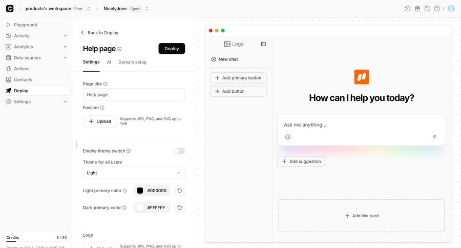 Chatbase
				support / help center ui page example