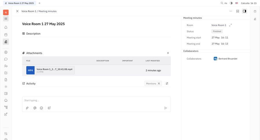 Huly
			 collaboration grid file upload attachment sidebar communication collaborators meeting ui page example