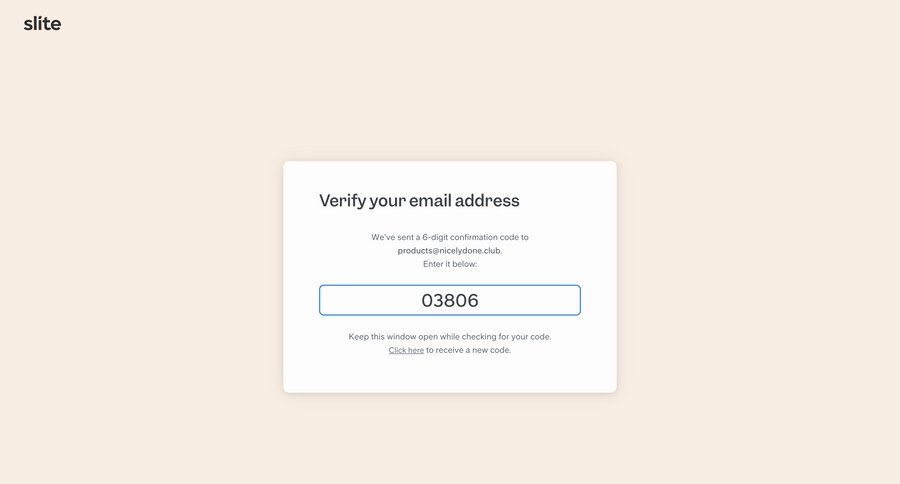 Slite
			 form authentication email email verification ui page example