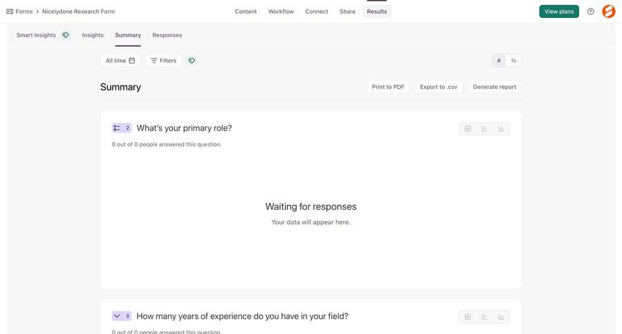 Typeform
			 data export ui page example
