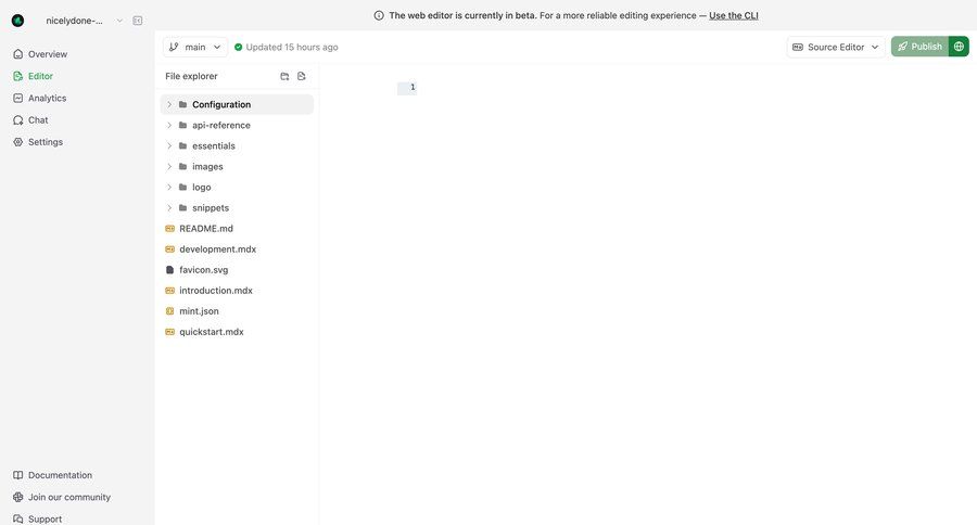 Mintlify
			 content management sidebar navigation editor tree view file management code editing sidebar menu file uploader avatar upload ui page example