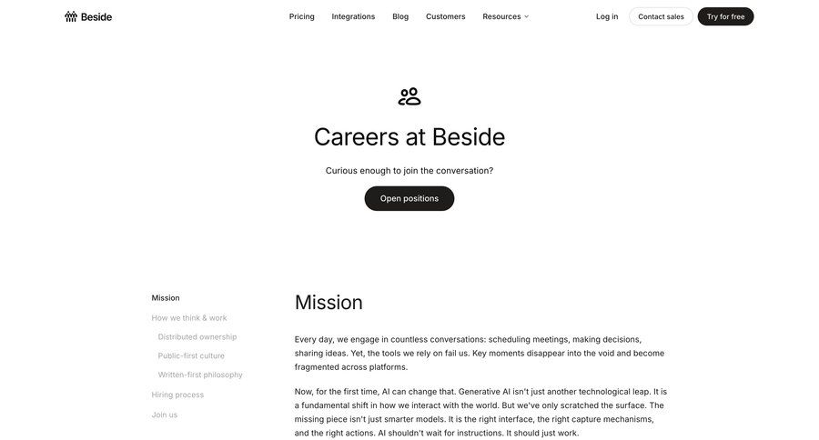 Beside
				company ui page example
