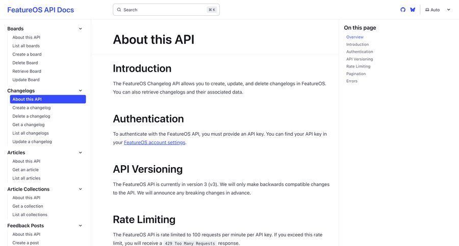 FeatureOS
				changelog ui page example