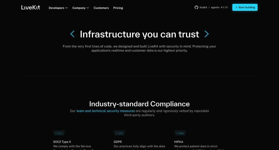 Livekit
				landing page ui page example
