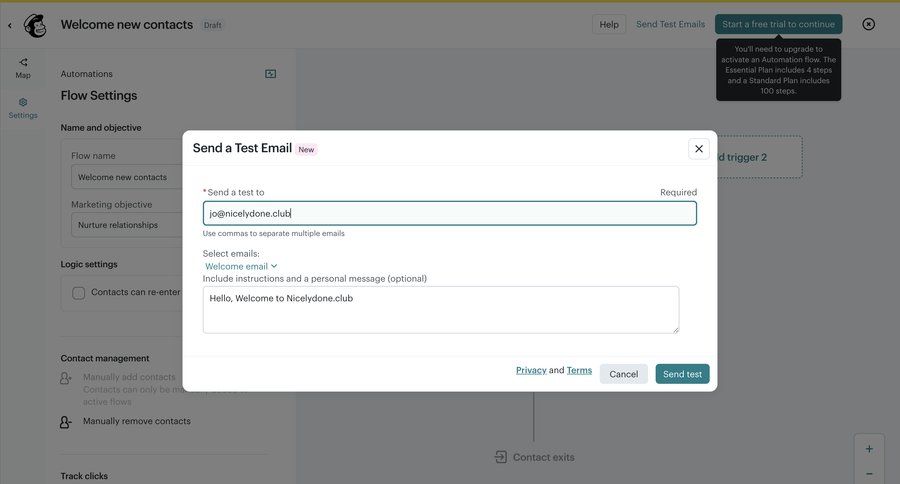 Mailchimp
			 workflow automation ui page example