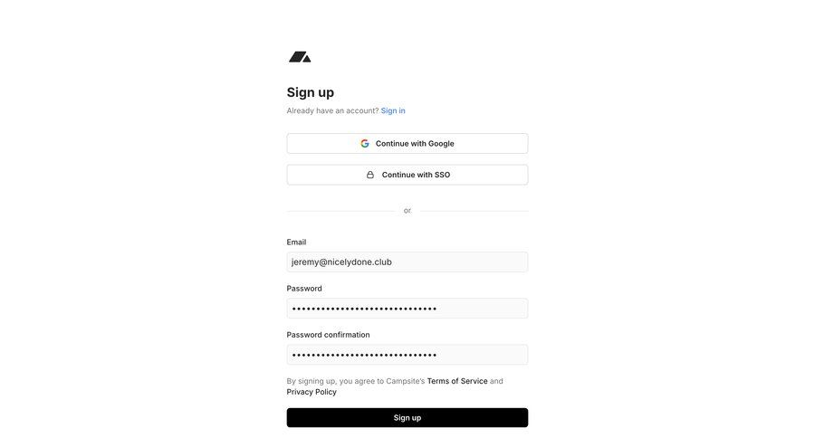 Campsite
				signup page example