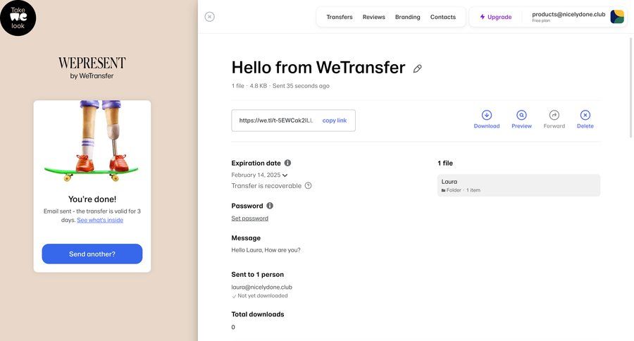 WeTransfer
				landing page page example