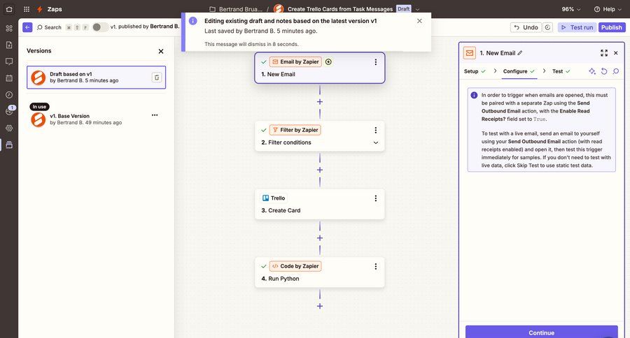 Zapier
			 configuration workflow automation workflow creation workflow configuration workflow steps workflow editor integration progress version control configuration screen ui page example