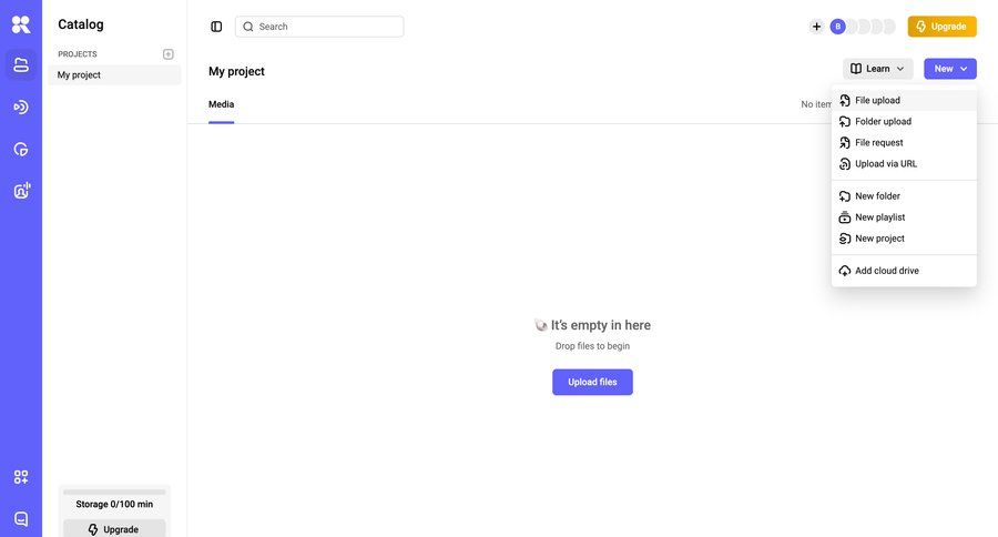 Kinescope
				empty state ui page example