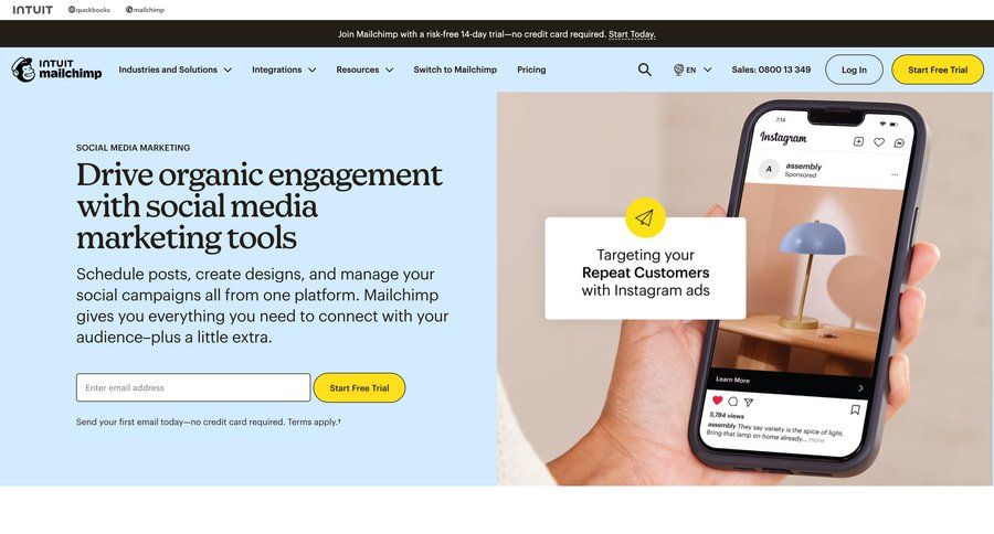 Mailchimp
			 marketing automation campaign management saas pricing ui page example