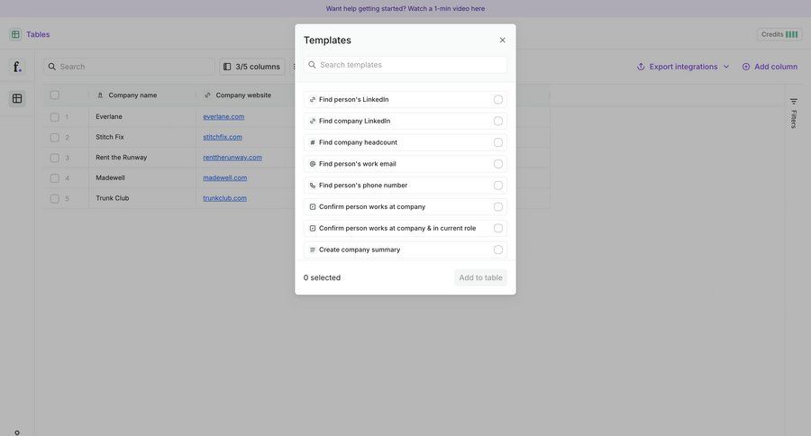Freckle
			 modal screen data management templates template selection table ui page example