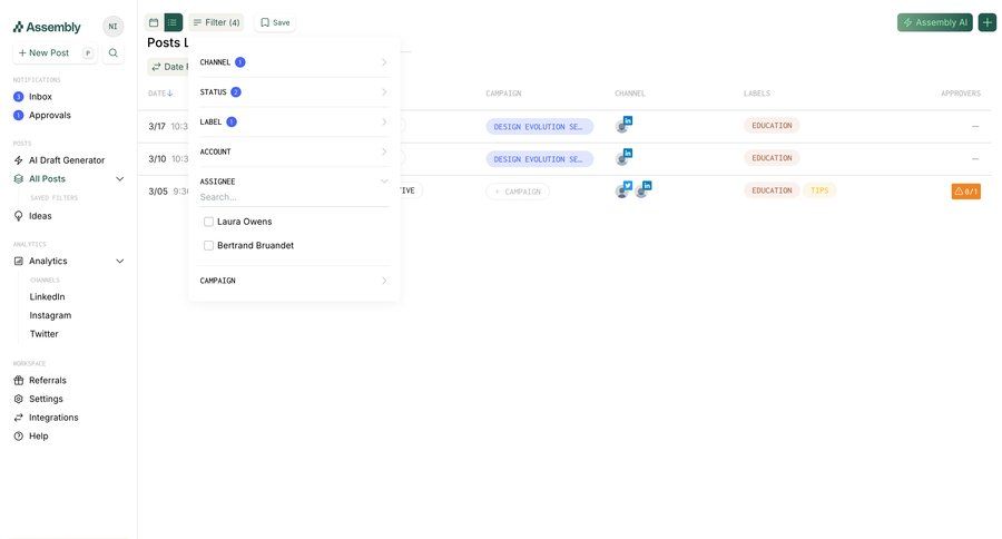 Assembly
			 content management dashboard sidebar navigation grid filter controls lists menu filter options filter dropdown filter ui table date filter option menu controls search menu analytics ui page example