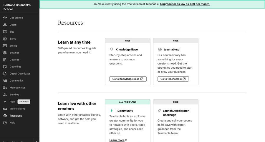Teachable
			 sidebar navigation knowledge base sidebar ui page example