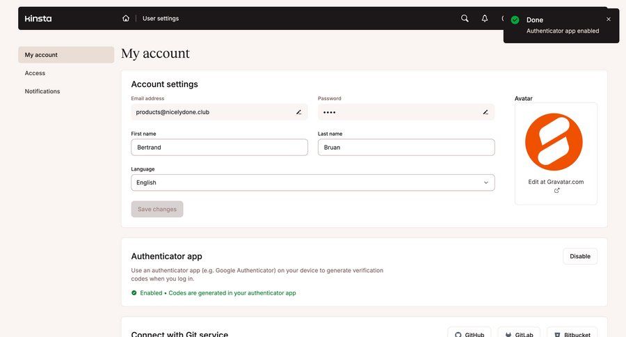 Kinsta
			 settings sidebar navigation account management form account settings security change password ui page example