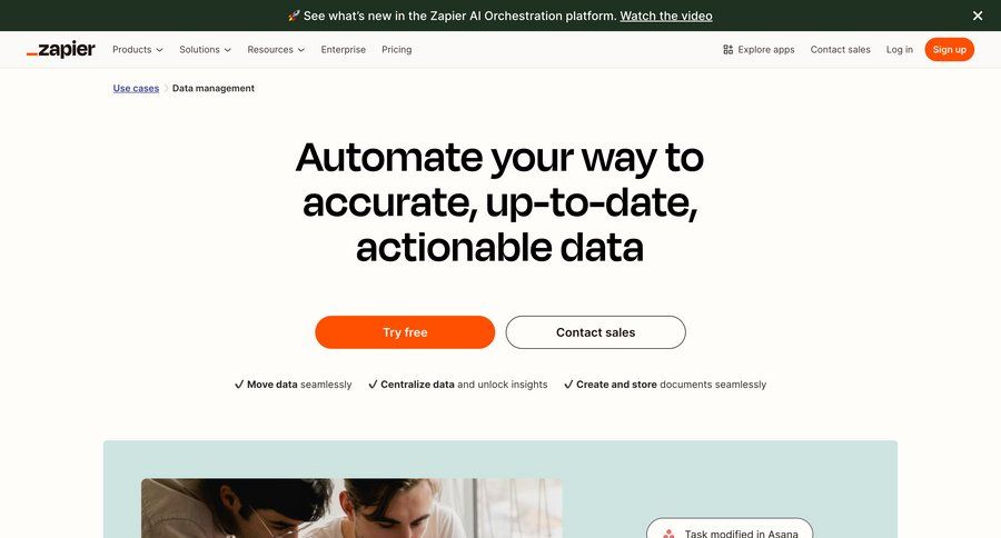 Zapier
			 workflow automation data integration ui page example