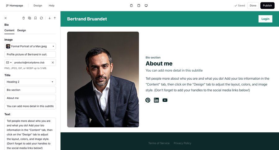 Podia
			 content management e-commerce onboarding editor full-screen layout upload image content hierarchy avatar upload profile creation ui page example