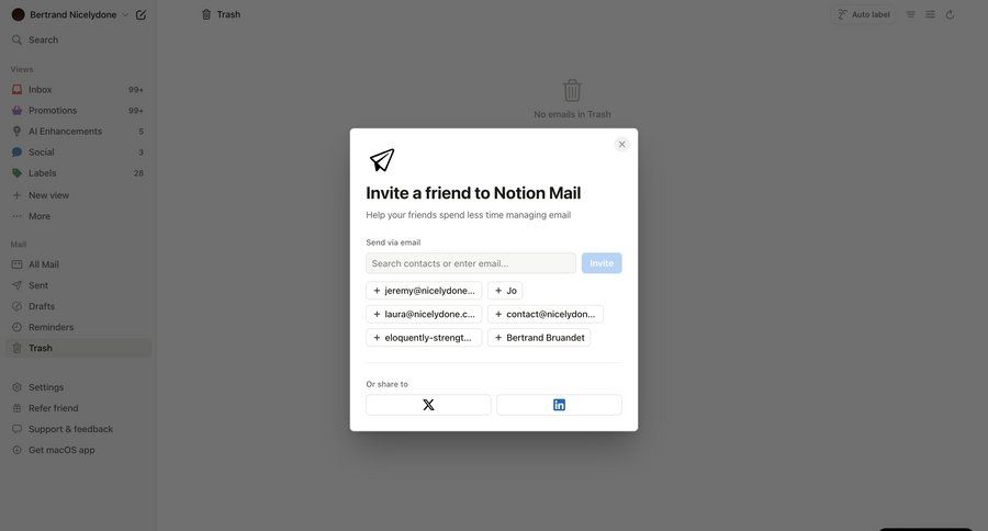 Notion Mail
			referral & invite your friends form automation email ui page example