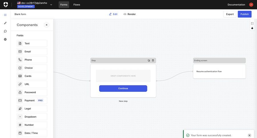 Auth0
			 editor workflow automation drag and drop workflow steps workflow editor sidebar alert modern cards ui toast notification ui page example