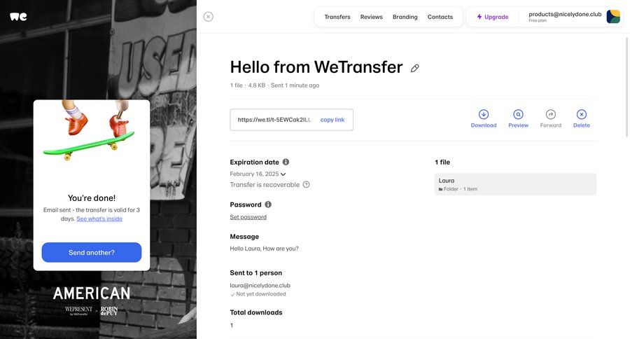 WeTransfer
				landing page page example