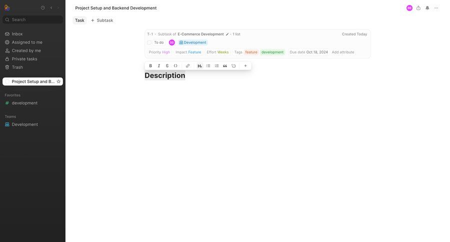 Height
			 task management team collaboration sidebar navigation project management project tracking tagging sidebar product details detail view item details menu inline edit ui page example