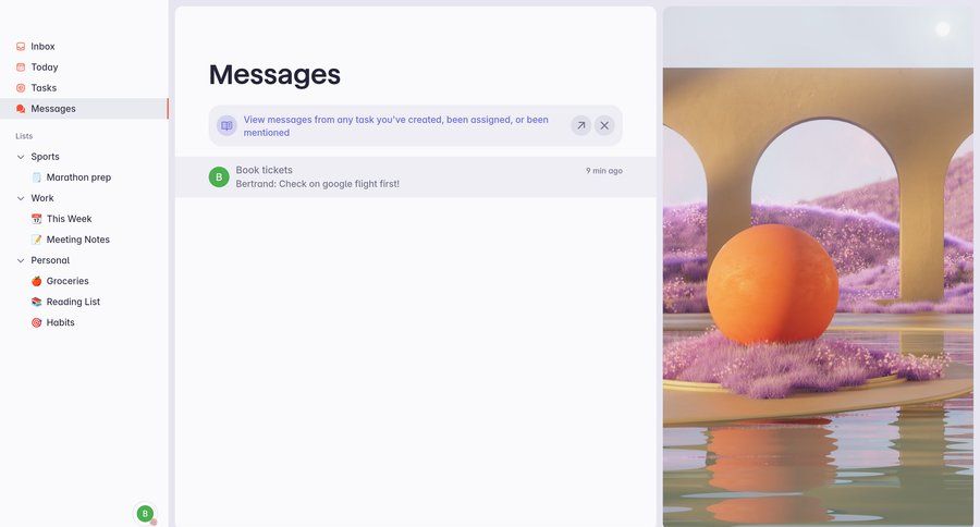 Superlist
			 task management sidebar navigation project management split screen project collaboration list management task communication sidebar alert message communication messages ui page example