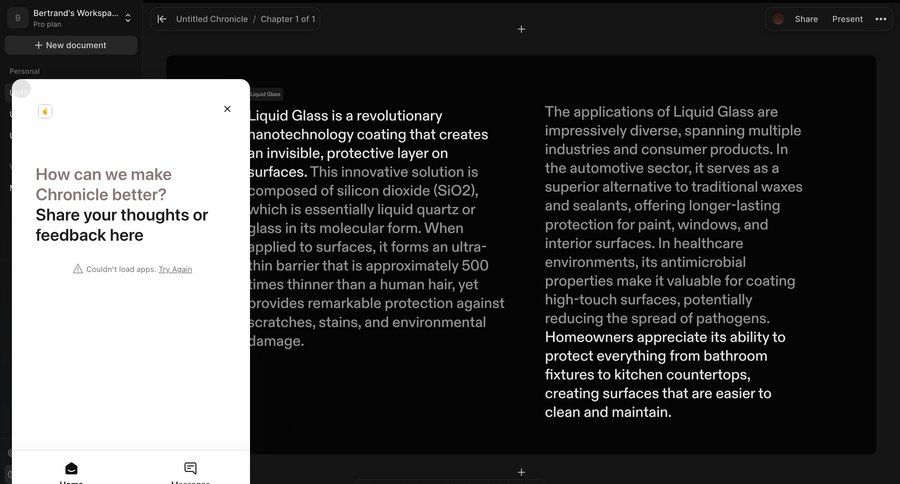 Chronicle
			detail page share feedback feedback collection message ui page example