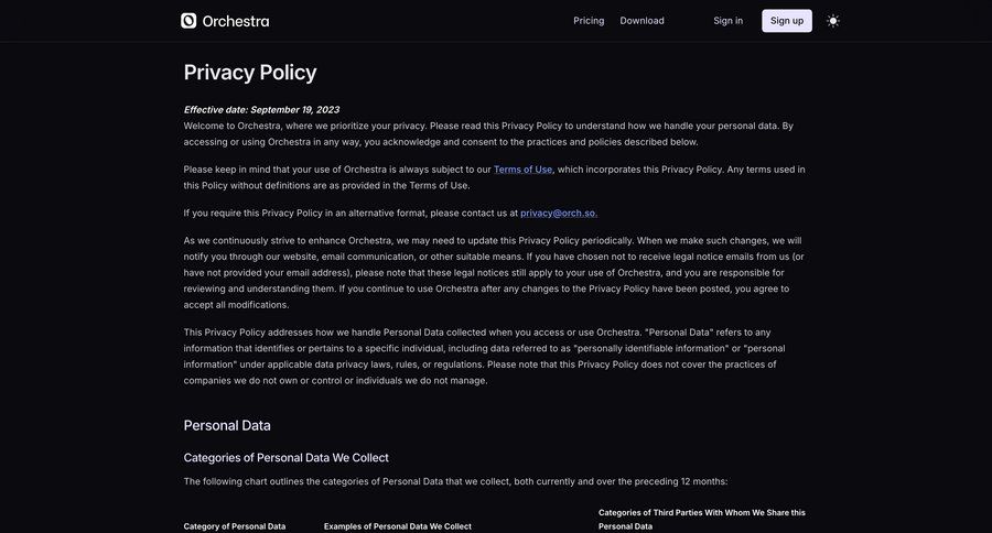 Orchestra
				article ui page example