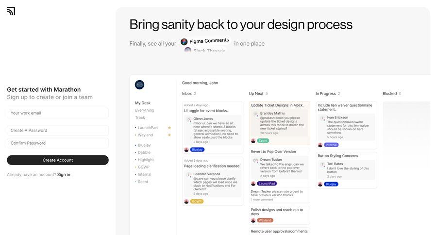Marathon
				signup page example