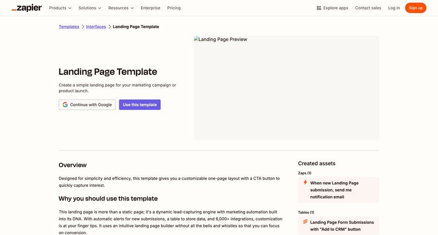 Zapier
			 workflow automation marketing automation crm integration ui page example