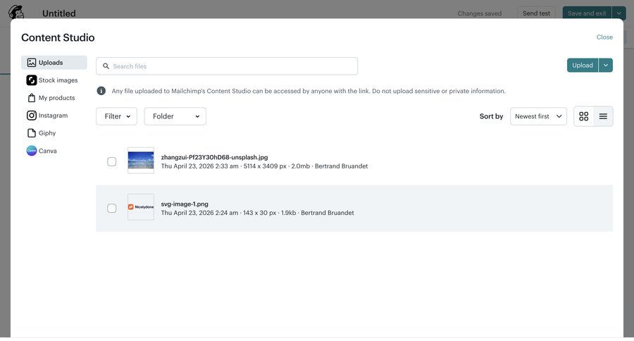 Mailchimp
			 media gallery ui page example