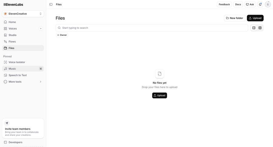 Elevenlabs
			 document management ui page example
