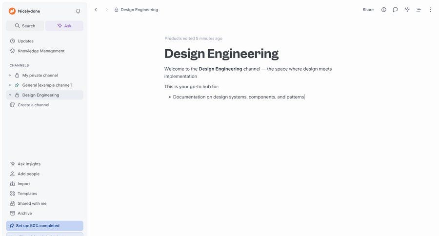 Slite
			 sidebar navigation design knowledge management sidebar documentation ui page example