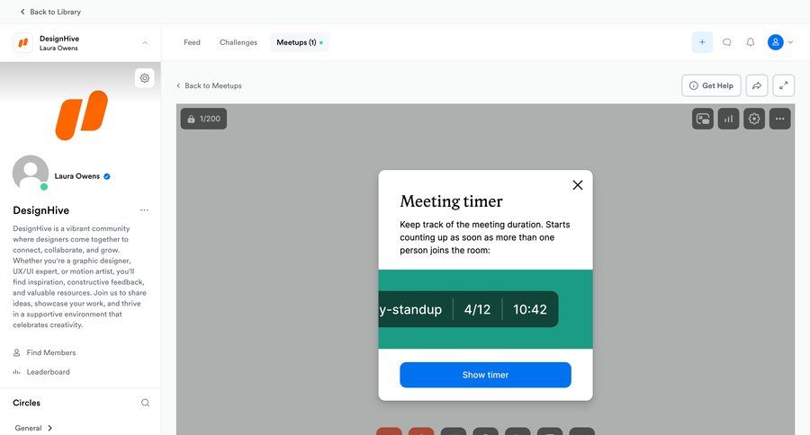 Kajabi
			 collaboration grid sidebar communication chat menu meeting time management ui page example