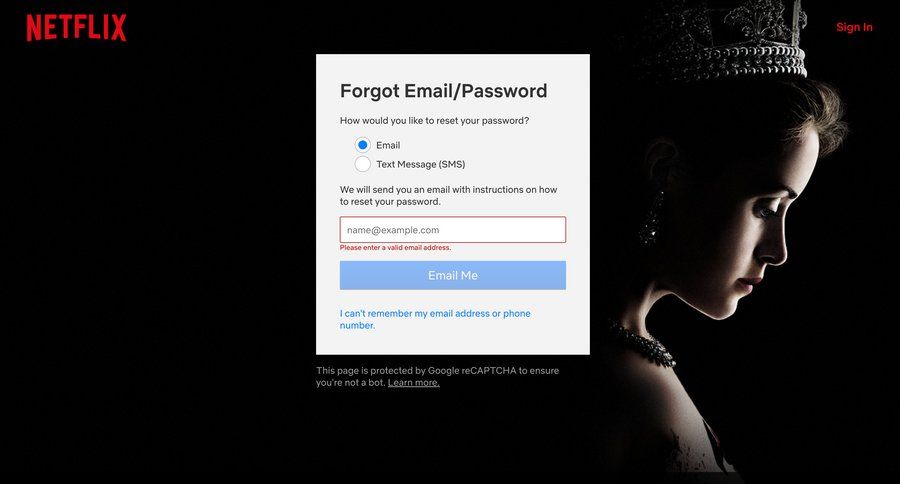 Netflix
				password reset page example