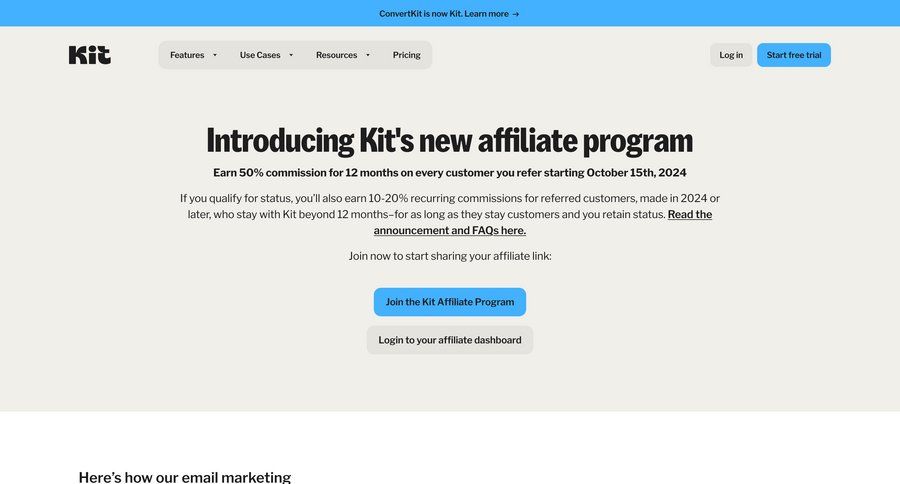 Kit
			referral & invite your friends blog templates affiliate program newsletter signup ui page example