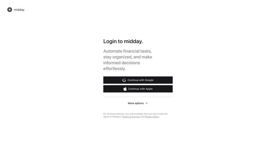 Midday
			 finance user authentication authentication login ui page example