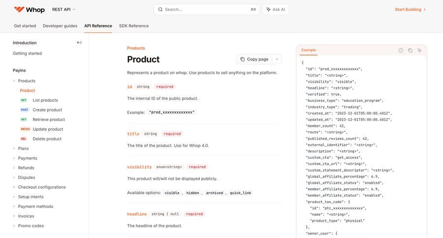 Whop
				detail page ui page example