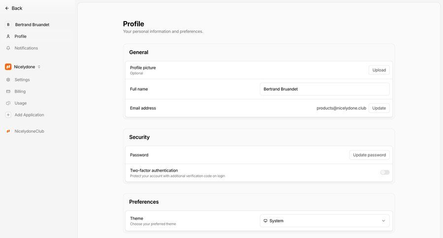 Nightwatch
				account settings ui page example