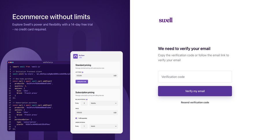 Swell
				confirmation page example