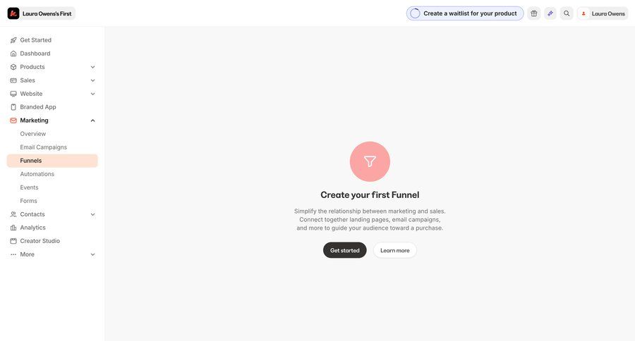 Kajabi
			 e-commerce onboarding automation marketing automation empty state illustration call to action sidebar blank state void blank non-ideal state empty page prompt create ui page example