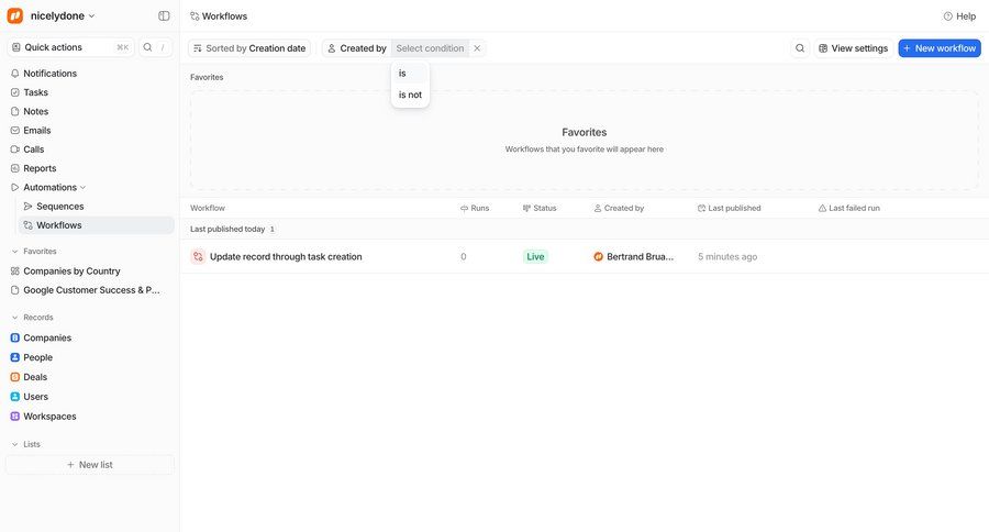 Attio
			 workflow management list management trial banner ui page example