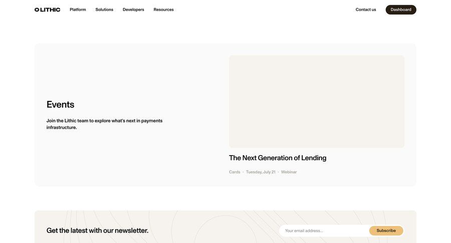 Lithic
			blog events newsletter newsletter signup ui page example
