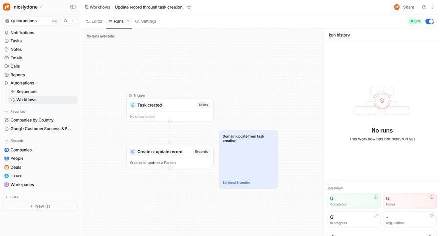 Attio
			 workflow builder trial banner kpi dashboard node based editor ui page example