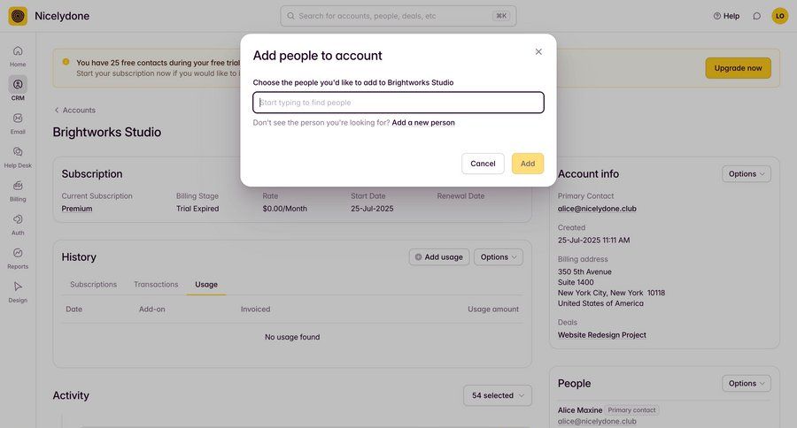 Outseta
			form modal & popover invite teammate user management account management form account settings autocomplete ui page example