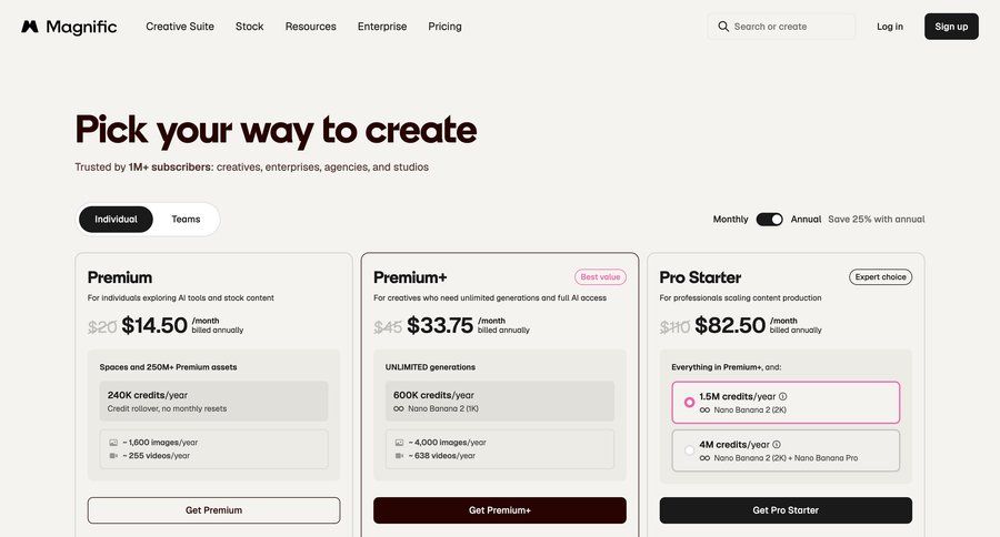 Magnific
			plans & pricing saas pricing ui page example
