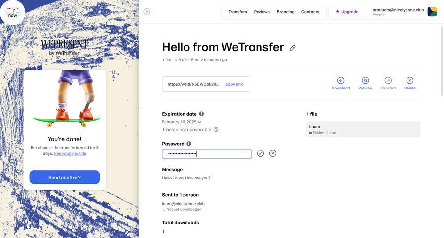 WeTransfer
				landing page page example
