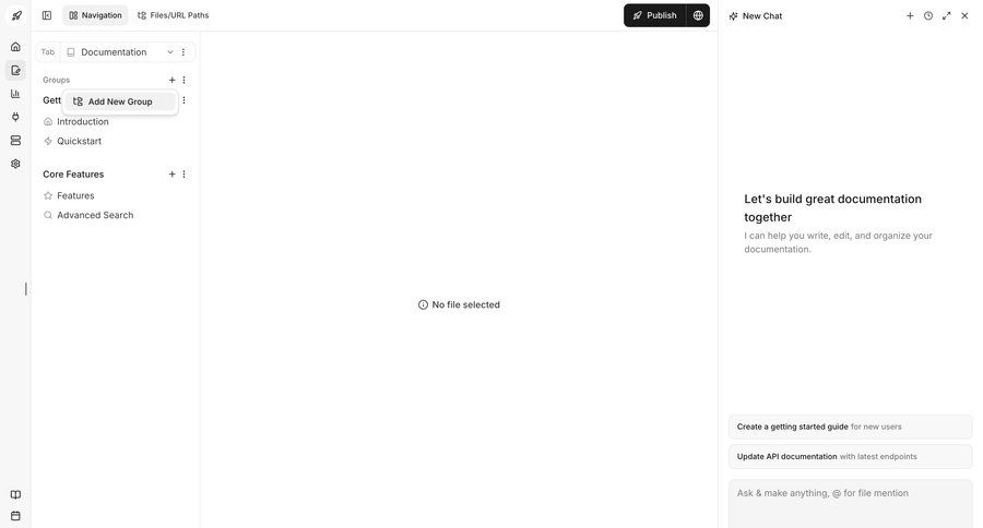 Documentation.AI
			 content management ui page example