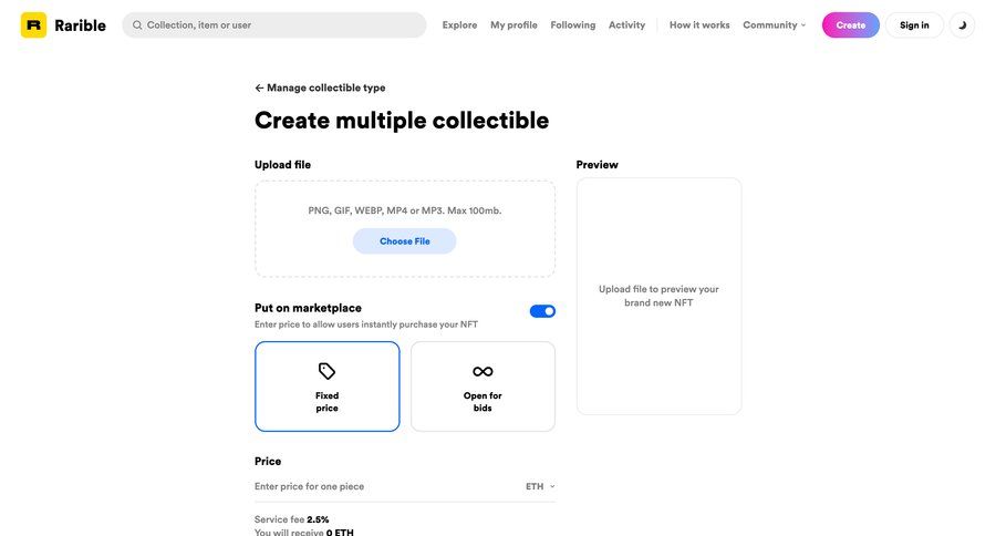 Rarible
			 ux ui design